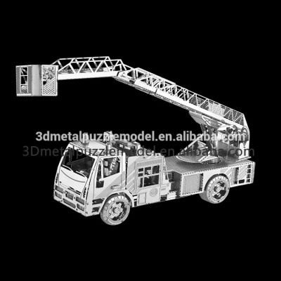 3D Fire Engine With Ladder Educational Metal Puzzle scale model